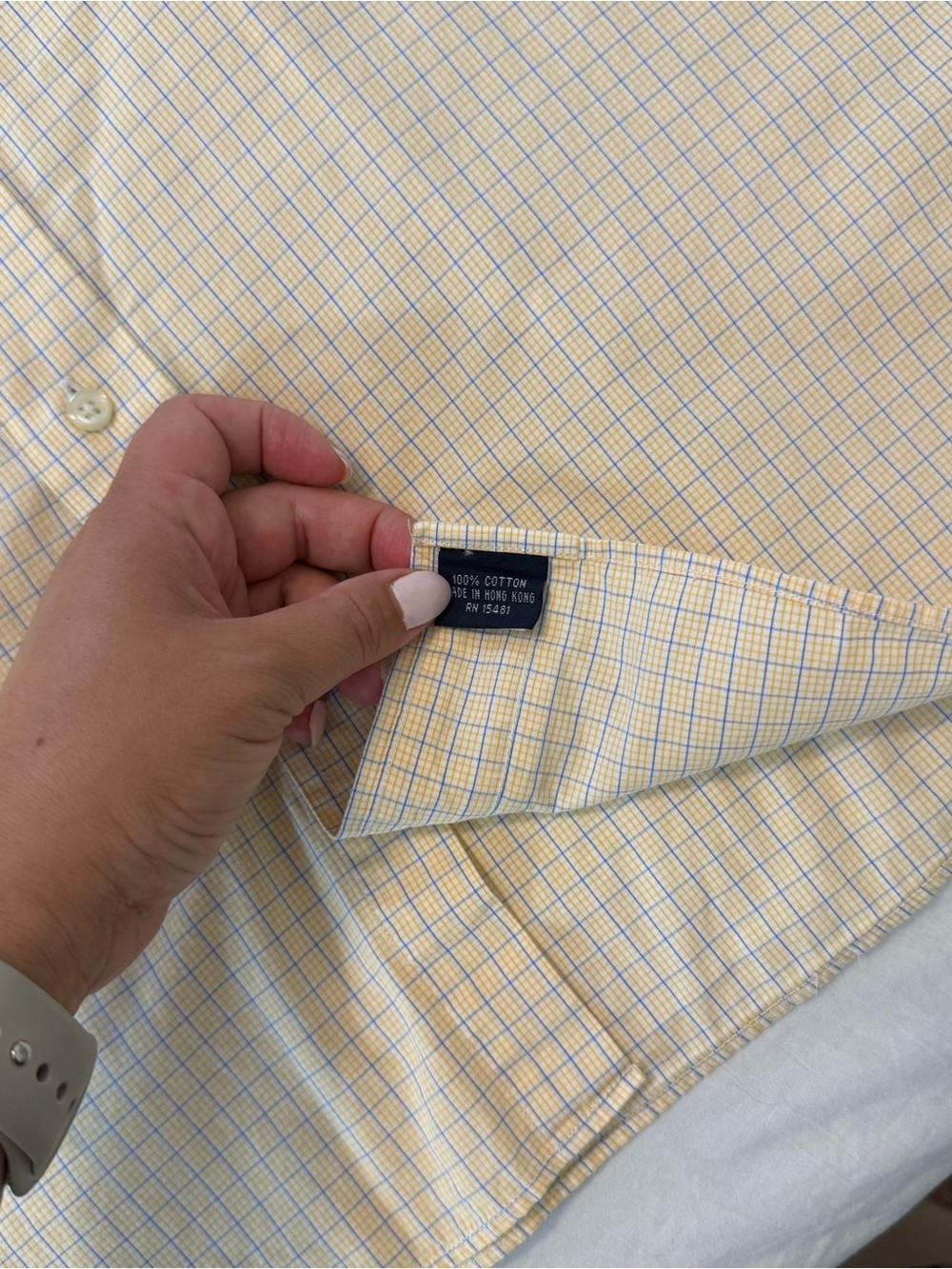 Vintage Tommy Hilfiger American Classics Dress Shirt Yellow/Blue Check - Picture 7 of 15
